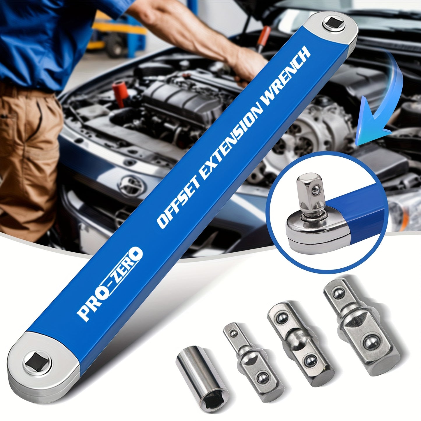 2-in-1 Multi-Function Ratchet Offset Extension Wrench