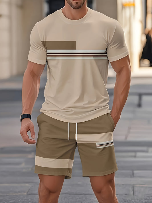 Men's Casual 3D Print T-Shirt & Shorts Set