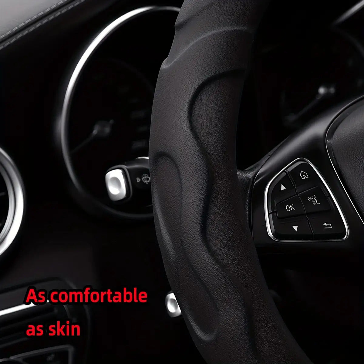 1  PU Leather Textured 3D Design Sports Car Steering Wheel Cover