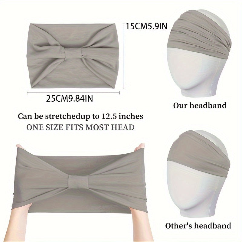 2-Piece Stylish Women's Non-Slip Woven Wide Headband