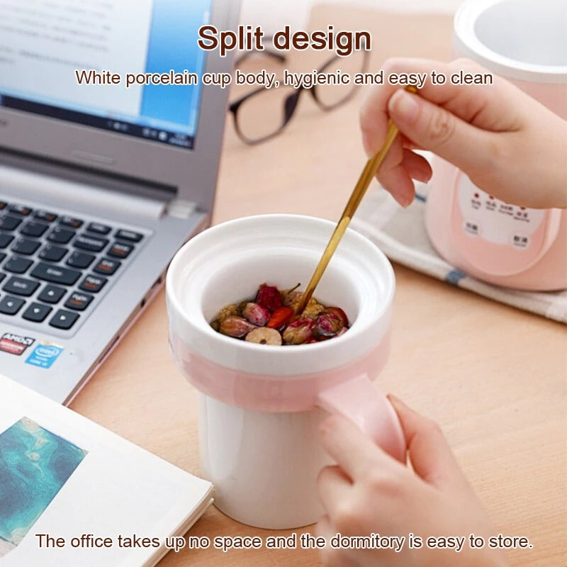 Ceramic Mini Electric Cup Soup with Dual-Mode Insulatio