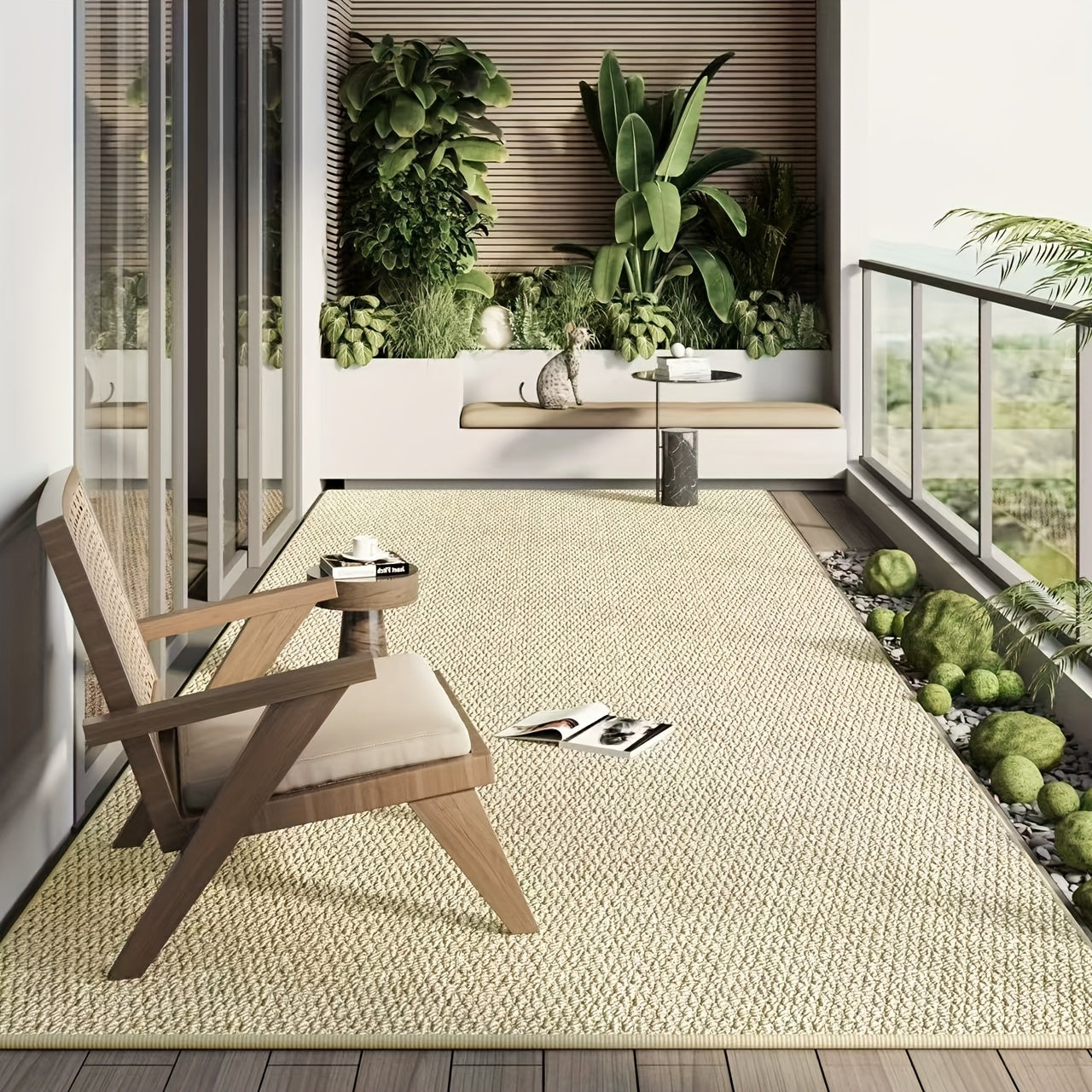 Durable Non-Slip Sisal-Like Braided Polyester Mat