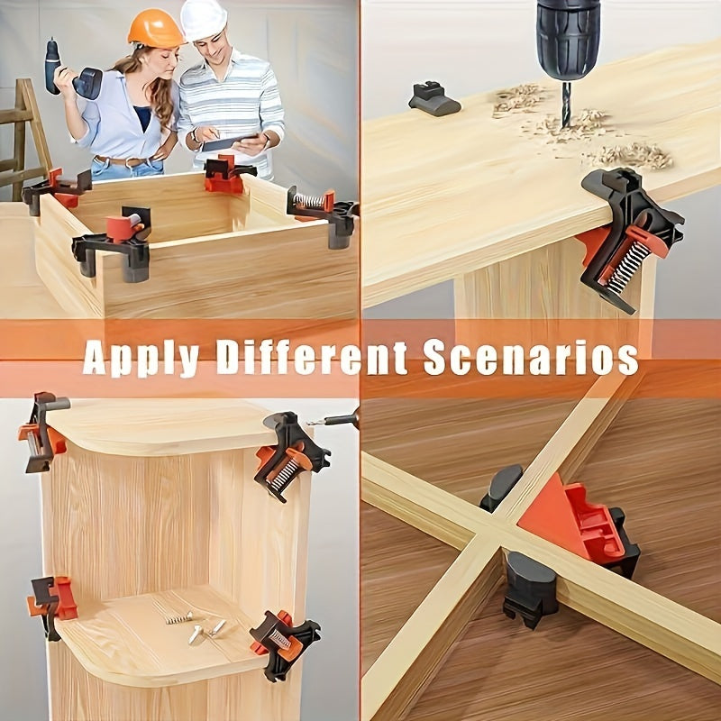 4pcs Adjustable 90-Degree Angle Clamps -  Reusable Woodworking Tools