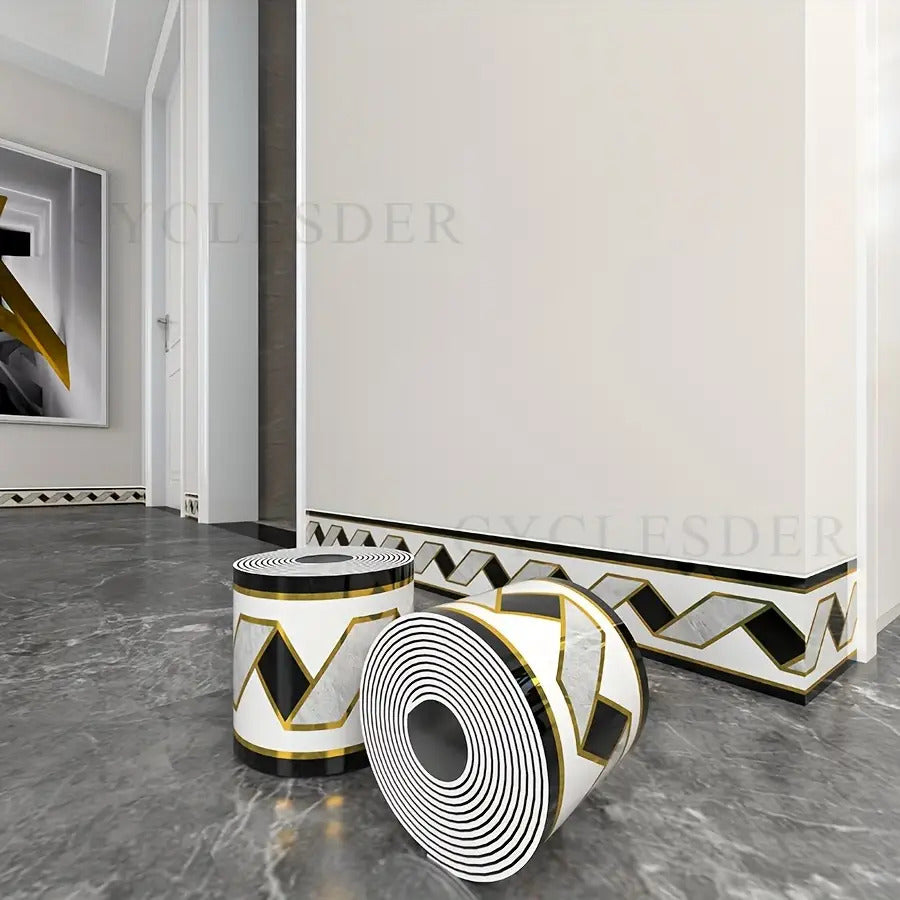 2 Rolls 197 inches x 3.94 inches European Style Marble Tile Panel Wallpaper