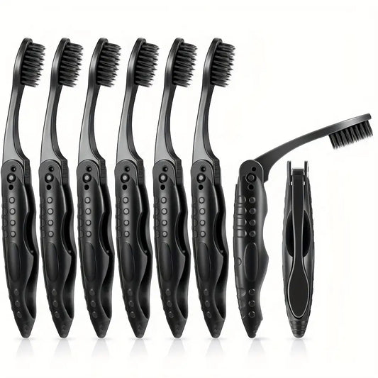 16pcs Black Folding Travel Toothbrushes