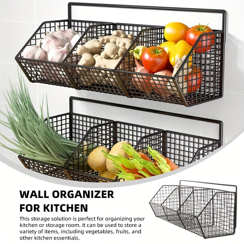 Wall-Mounted Kitchen Storage Basket – No-Drill