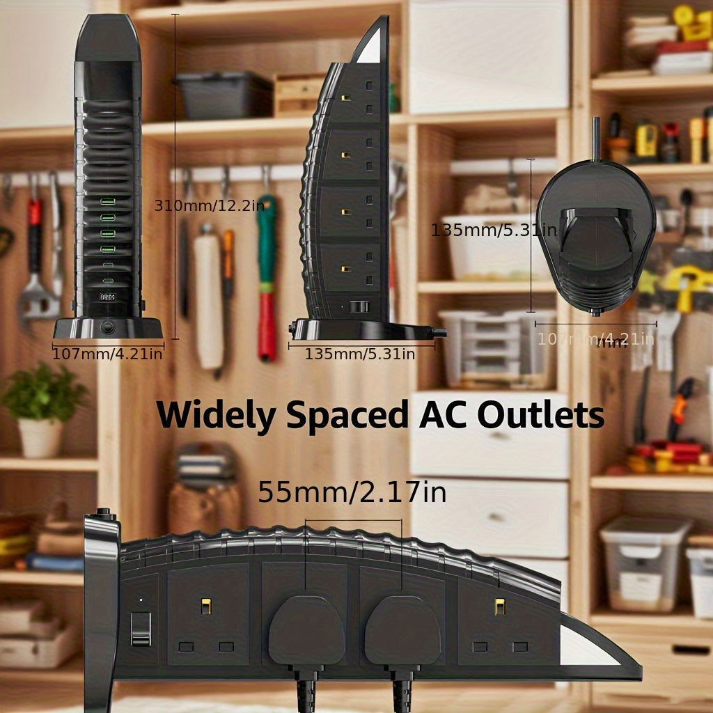 Tower Extension Lead 8 Way Outlets Multi Plug Extension Tower