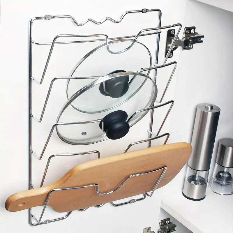 Multifunctional wall mounted kitchen pot lid rack