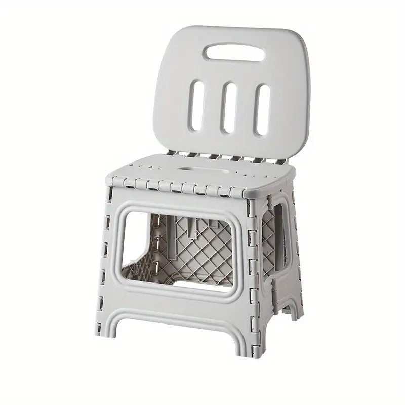 Durable Portable Foldable Plastic Stool with Backrest