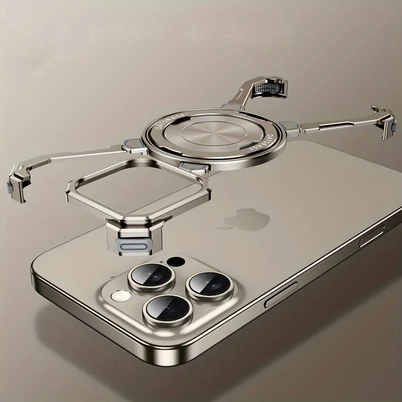 360 ° Rotating Aluminum Alloy Frameless Natural Titanium Steel Phone Case