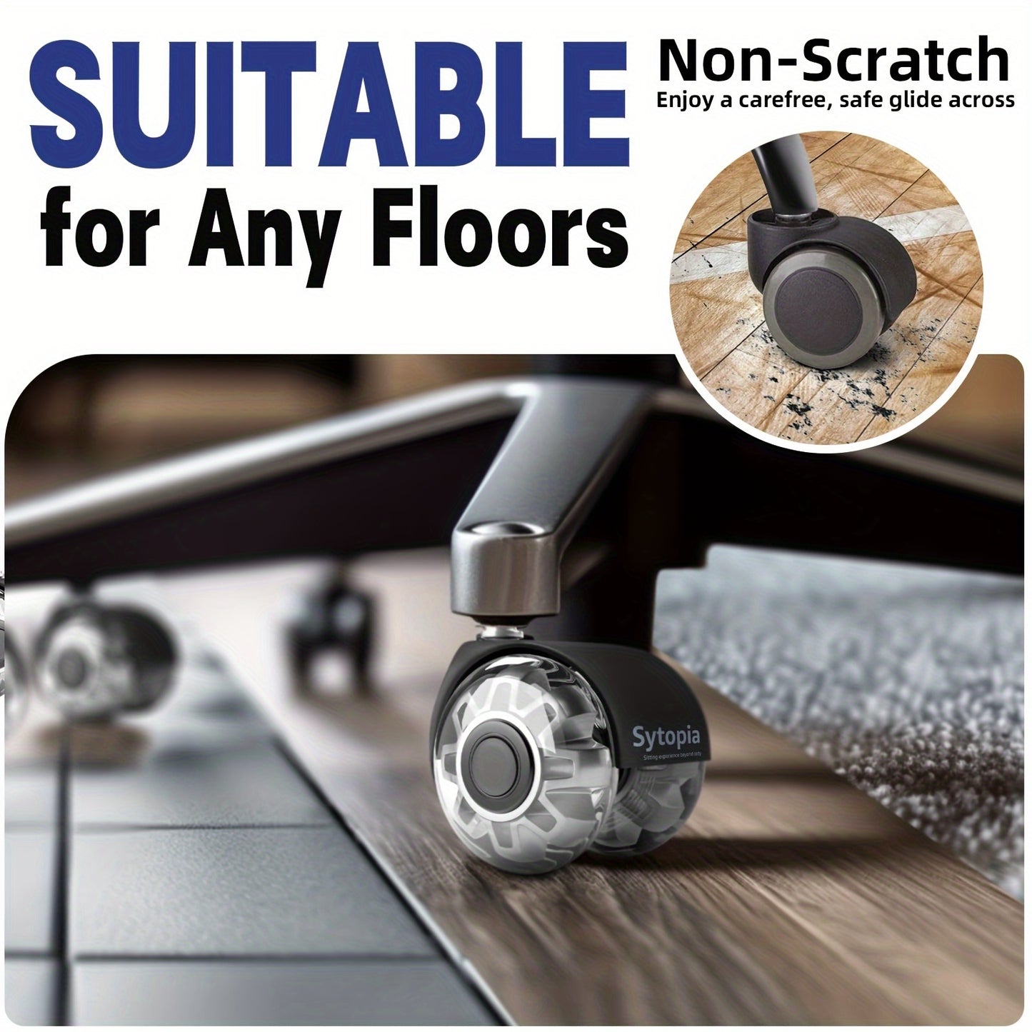 Office Chair Caster Wheels Set Of 5 Heavy Duty & Safe
