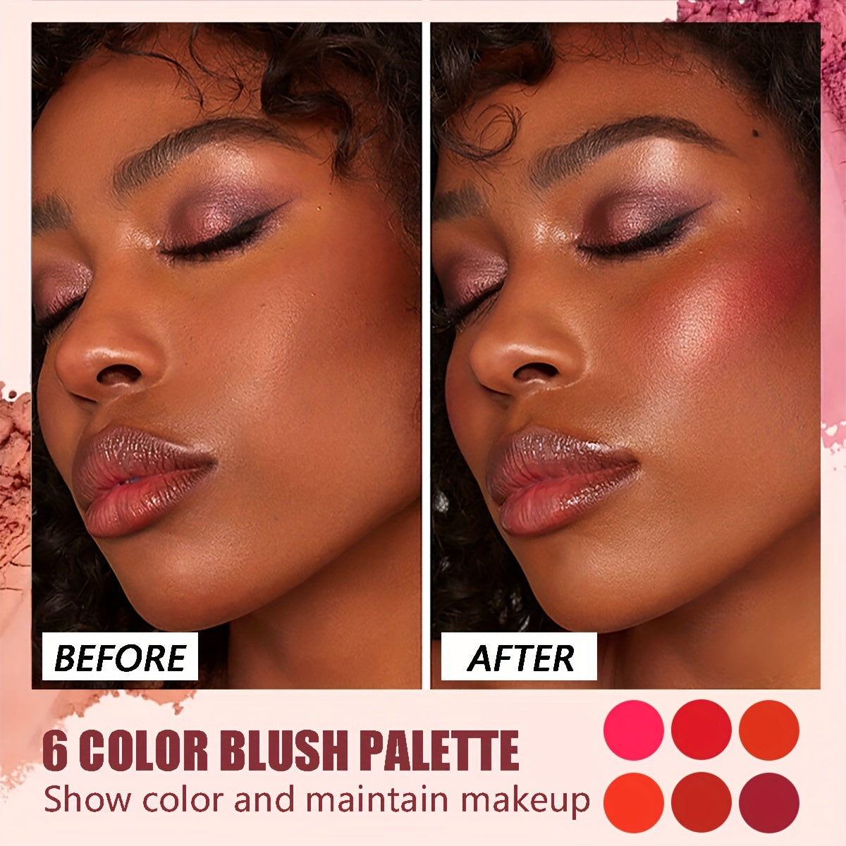 Waterproof 6 Color Berry Orange Pink Matte Powder Blush Palette