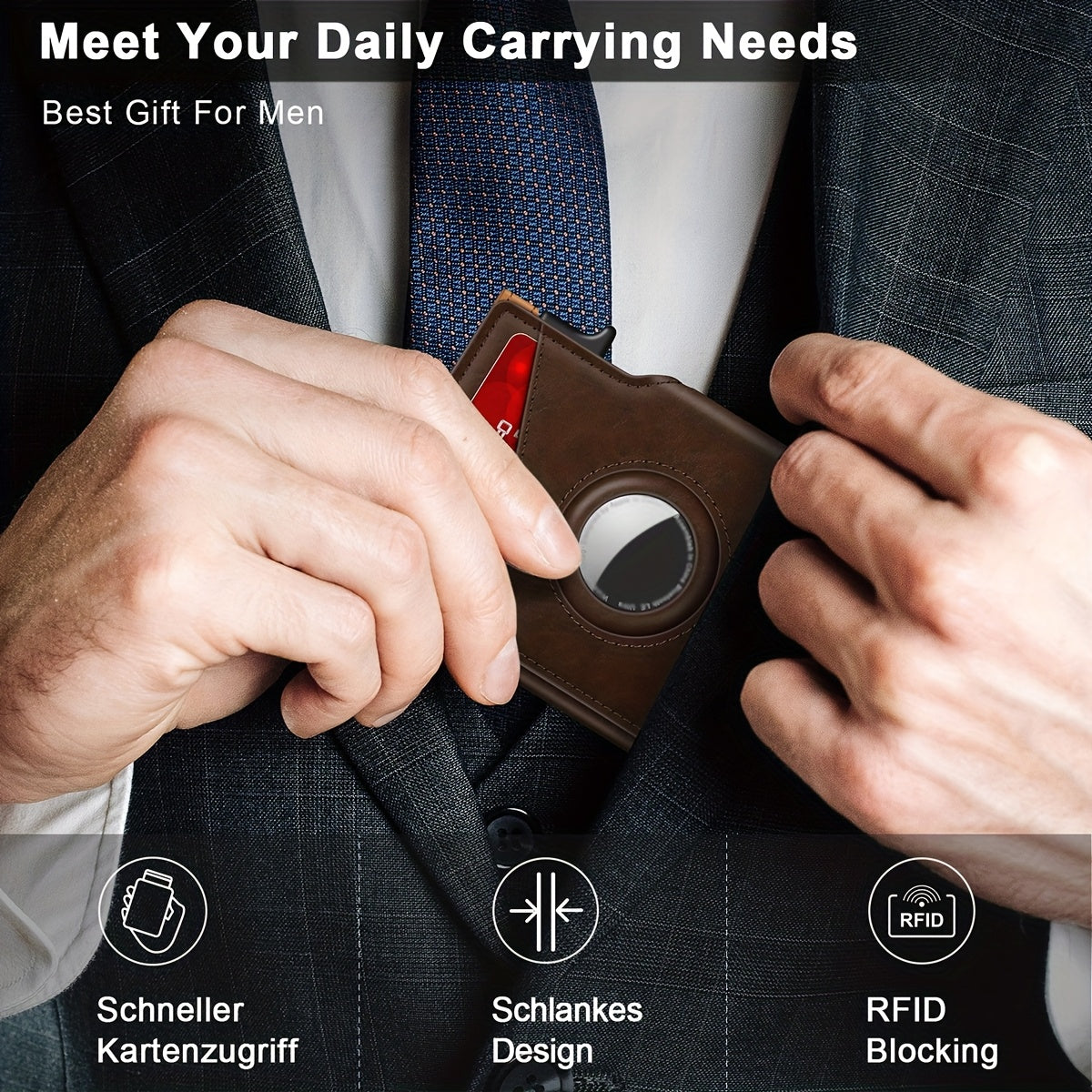 1pc Men'S Bifold Minimalist Smart Wallet