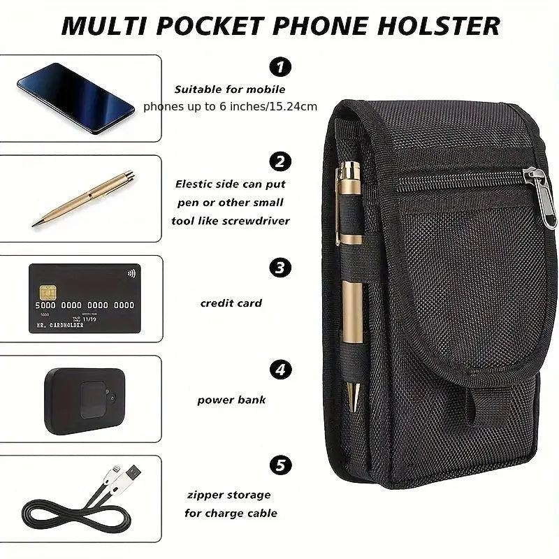 Three-grid waist-hanging casual mobile phone bag