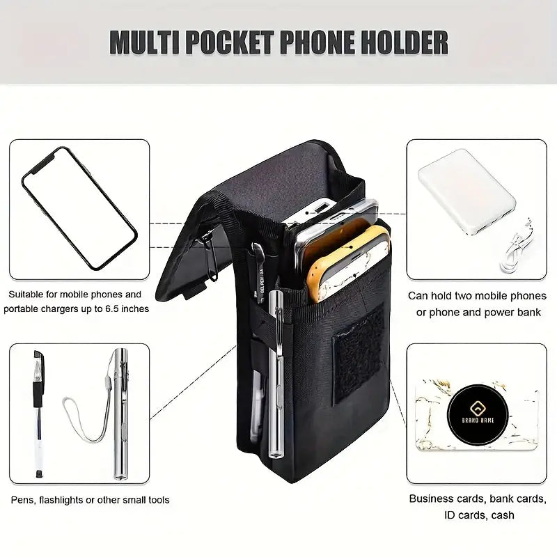 Three-grid waist-hanging casual mobile phone bag