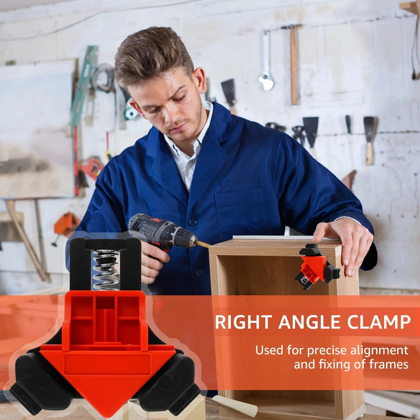 4pcs Adjustable 90-Degree Angle Clamps -  Reusable Woodworking Tools