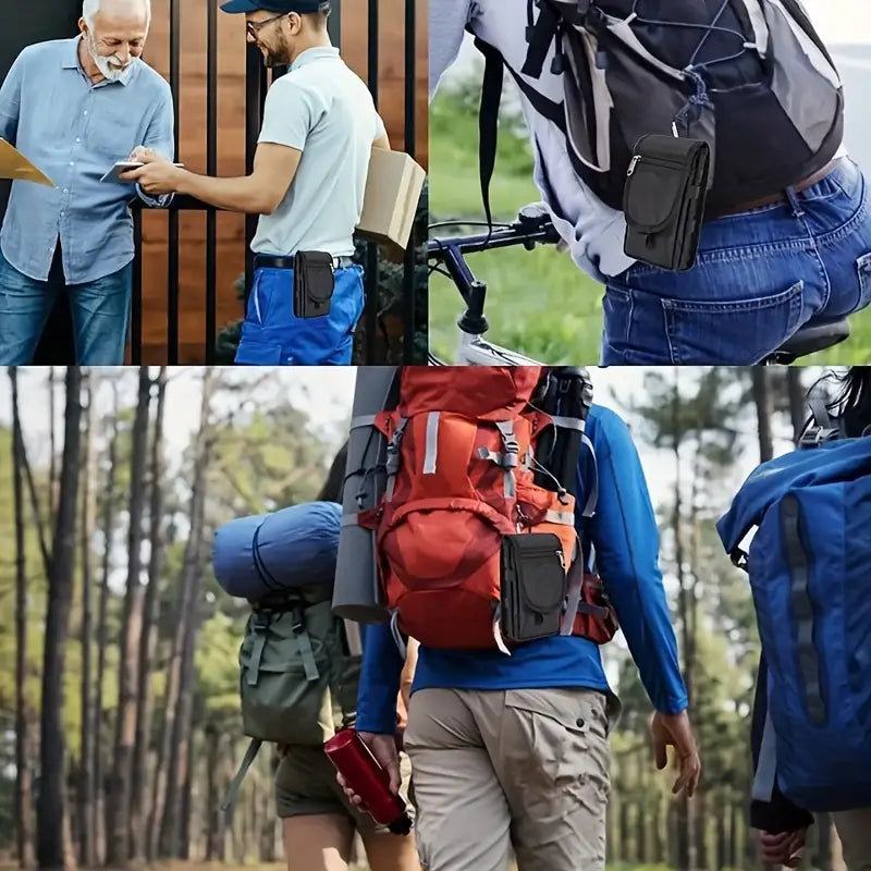 Three-grid waist-hanging casual mobile phone bag