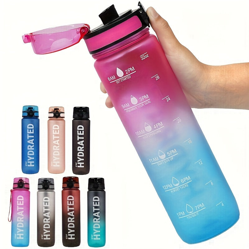 Sport-inspired water bottle with time markings