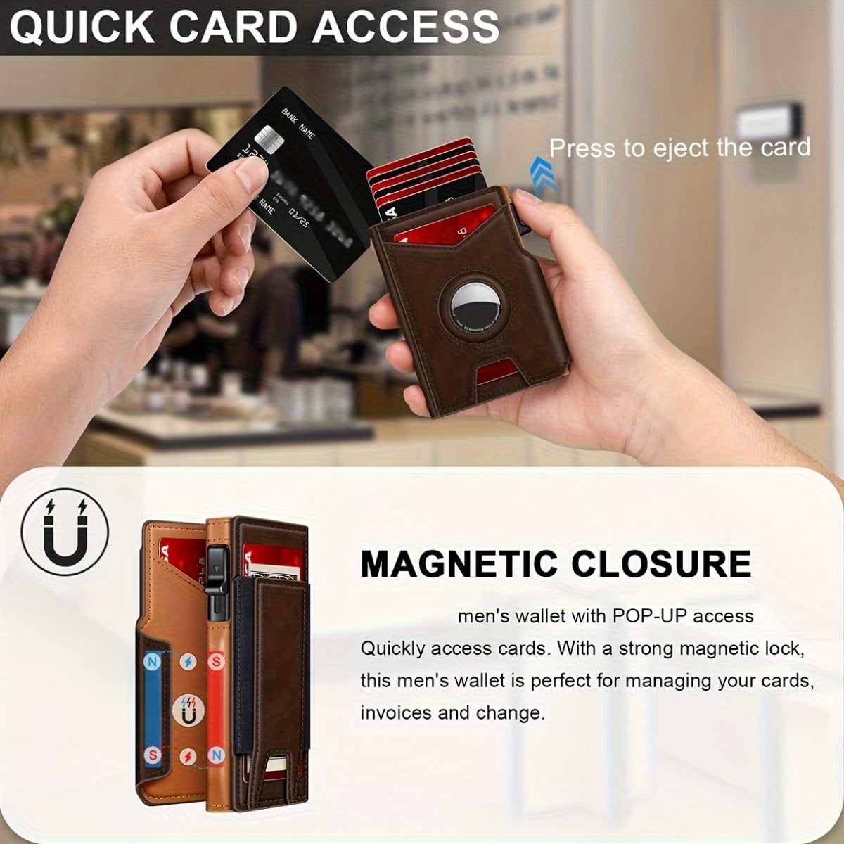 1pc Men'S Bifold Minimalist Smart Wallet