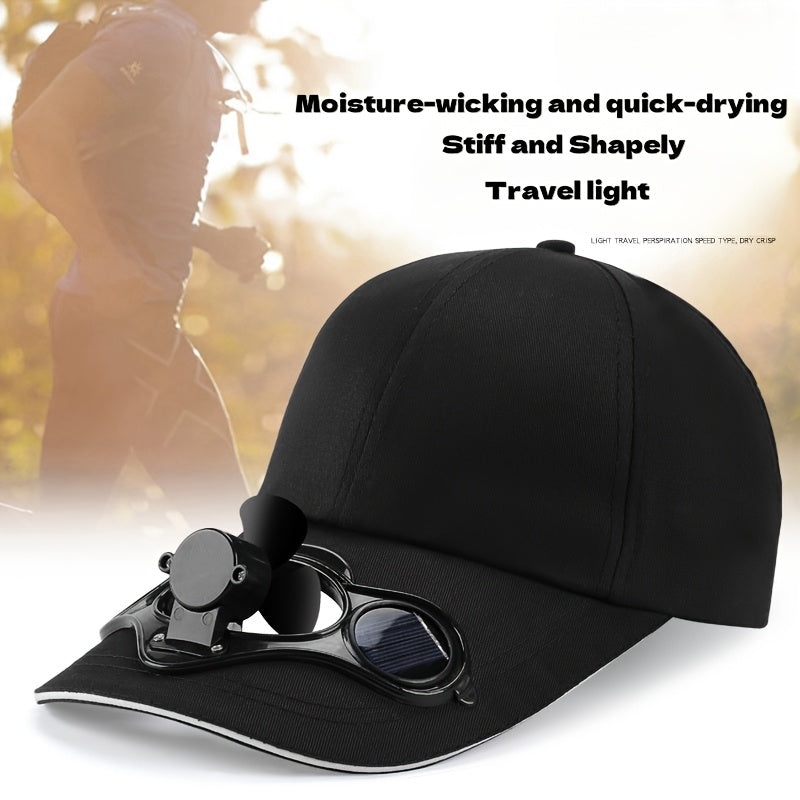 Solar-Powered Cooling Baseball Cap with Built-In Fan