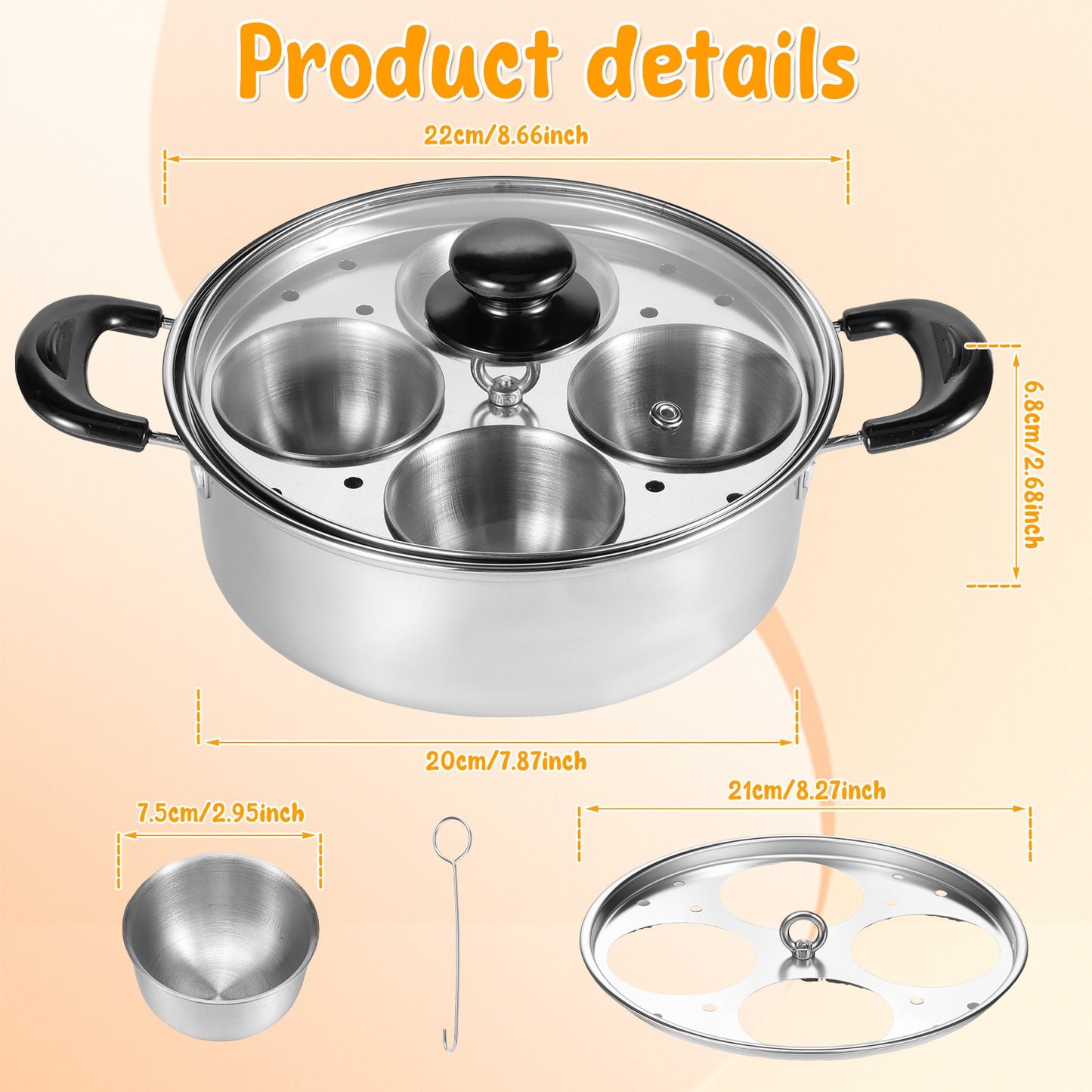 Stainless steel egg steamer multi-purpose egg steamer