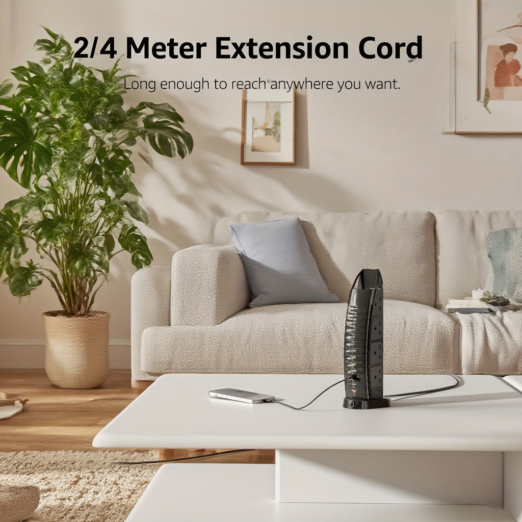 Tower Extension Lead 8 Way Outlets Multi Plug Extension Tower