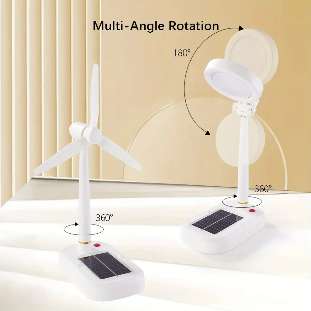 Portable Solar Powered USB Rechargeable Fan & LED Table Lamp