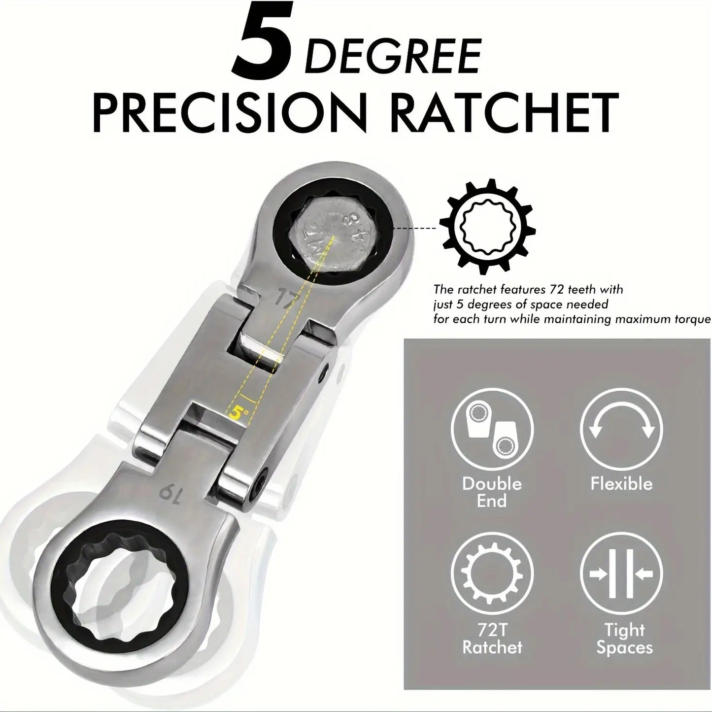 Industrial Grade 1pc Multi-functional Mini Ratchet Wrench