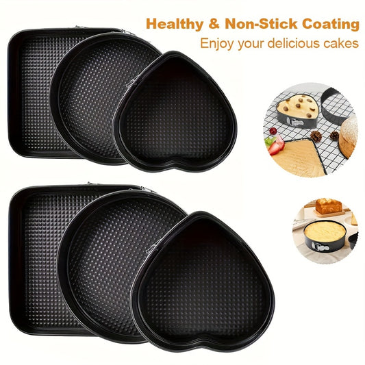 6pcs, Round, Heart, Square, Cake Pan, Loose Bottom Baking Cake Mould