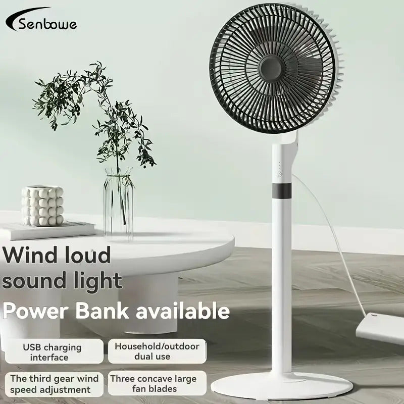 Silent High Wind Power USB Floor Fan (No Battery)