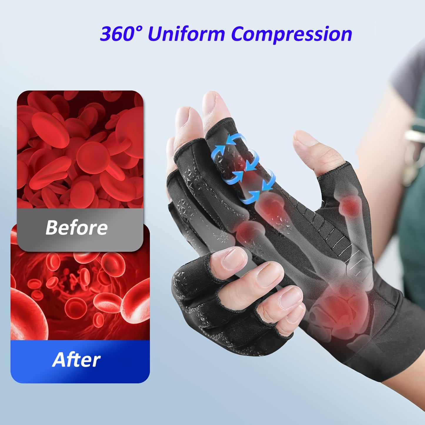 1 Pair Copper Fiber Compression Gloves
