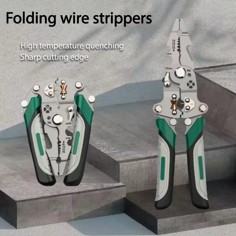 Multifunctional folding cable stripper