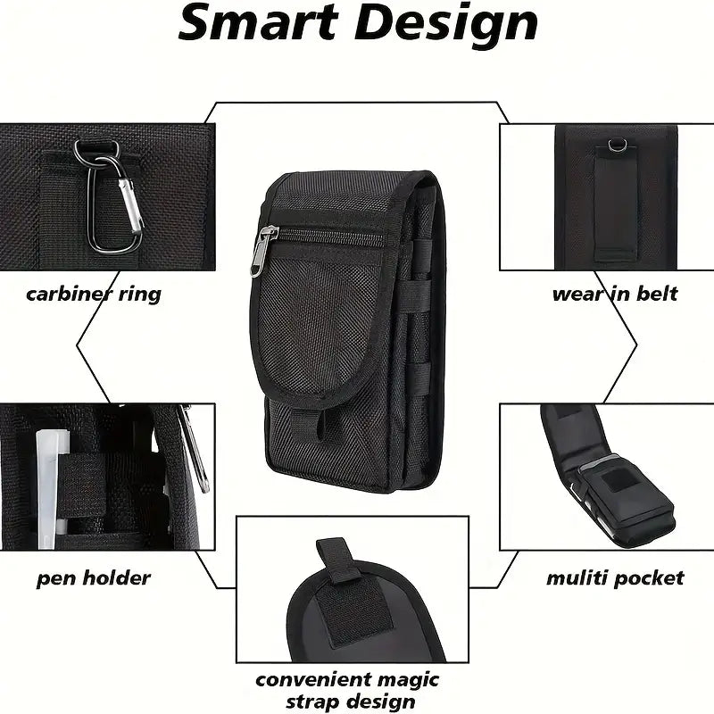 Three-grid waist-hanging casual mobile phone bag