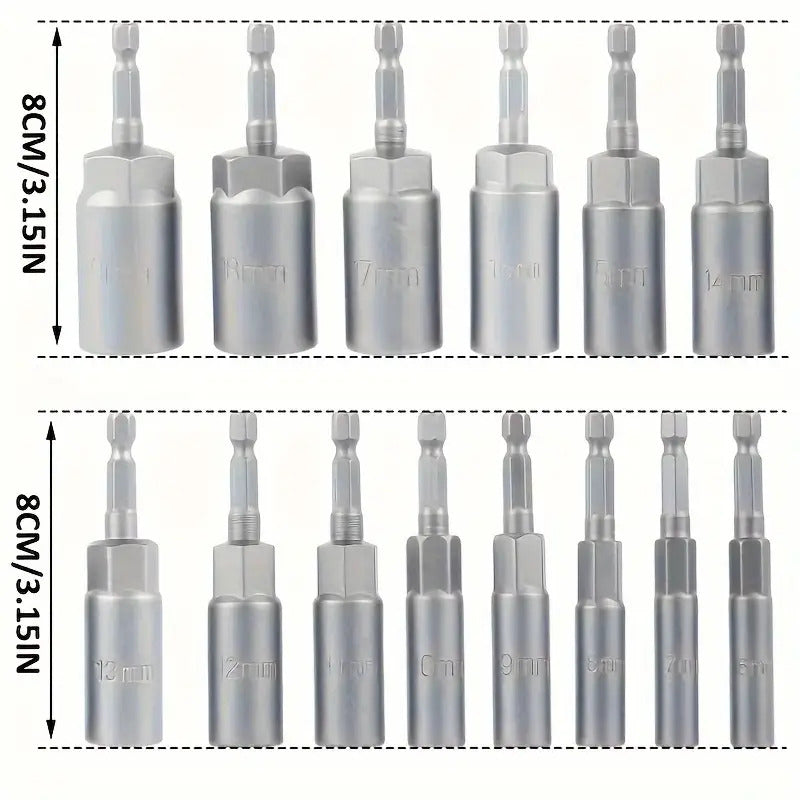 15pcs Magnetic Drill Sockets