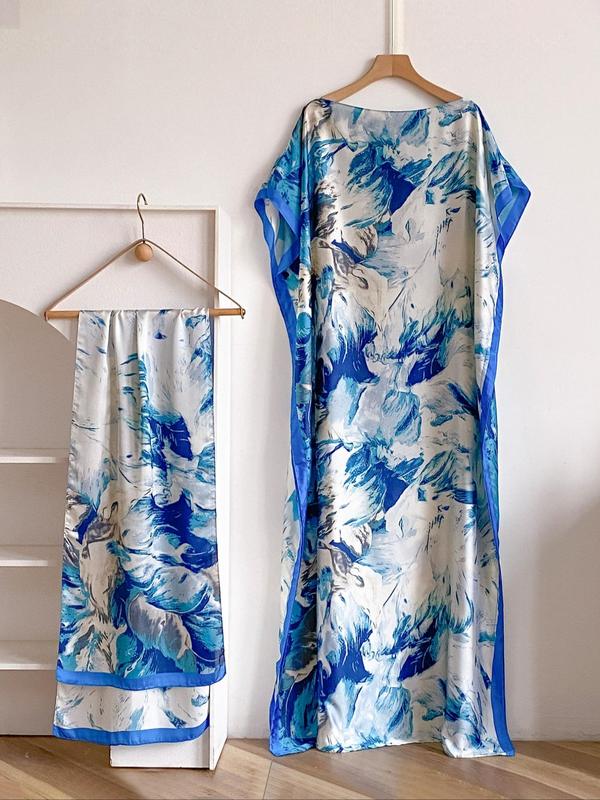 Women's Floral & Butterfly & Peacock Print Cape Shawl & Scarf Set