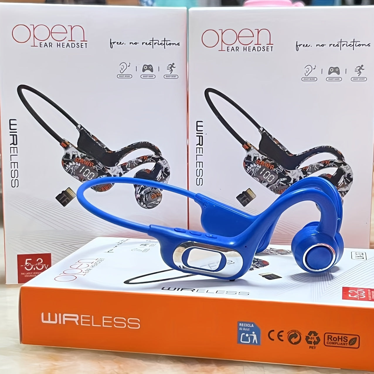 Wireless Bone Conduction Headphones with Microphone