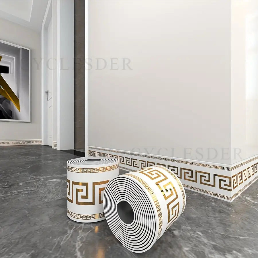 2 Rolls 197 inches x 3.94 inches European Style Marble Tile Panel Wallpaper