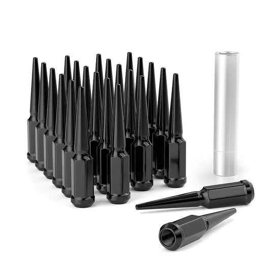 24pcs Black M14x1.5 Spike Wheel Lug Nuts