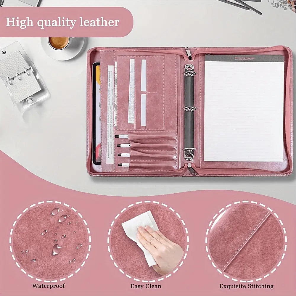 Rose Golden PU Leather Portfolio for Women
