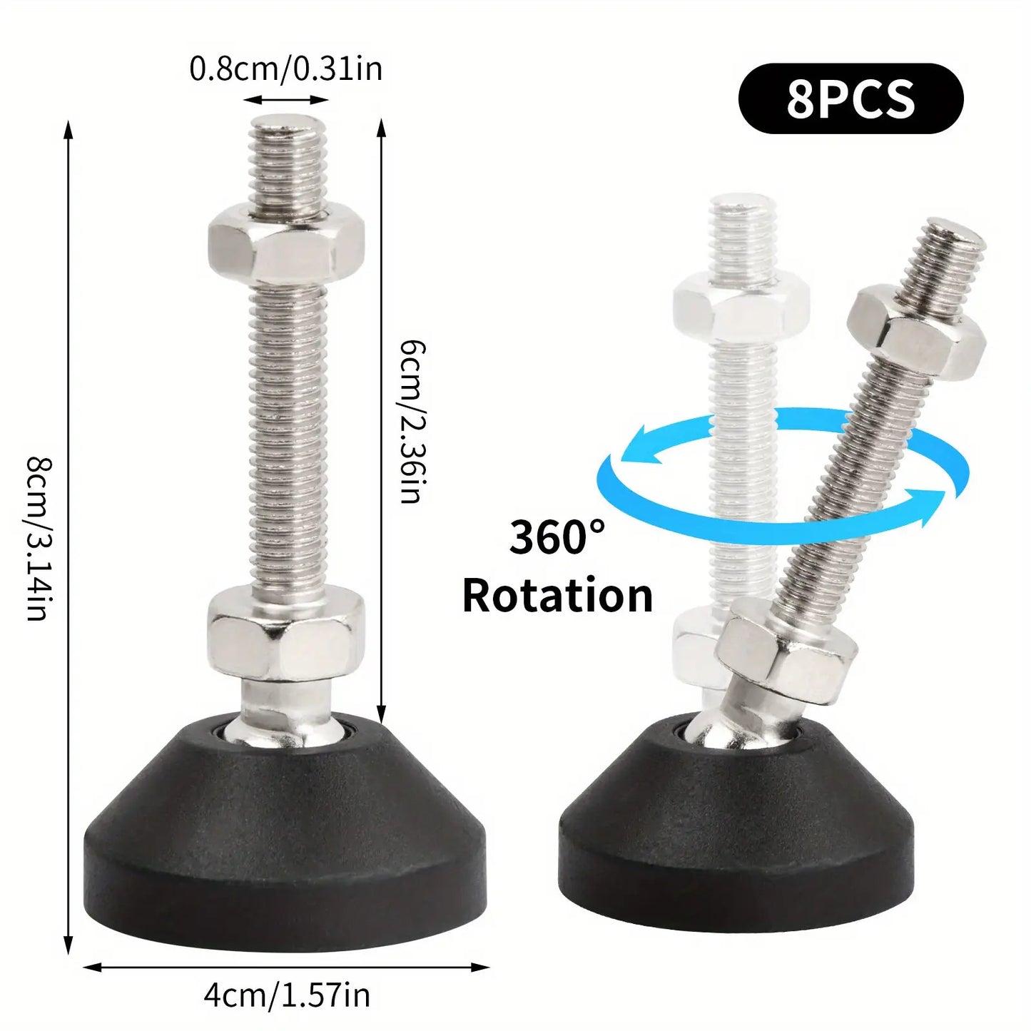 8PCS M8 x 50mm Adjustable Leveling Feet