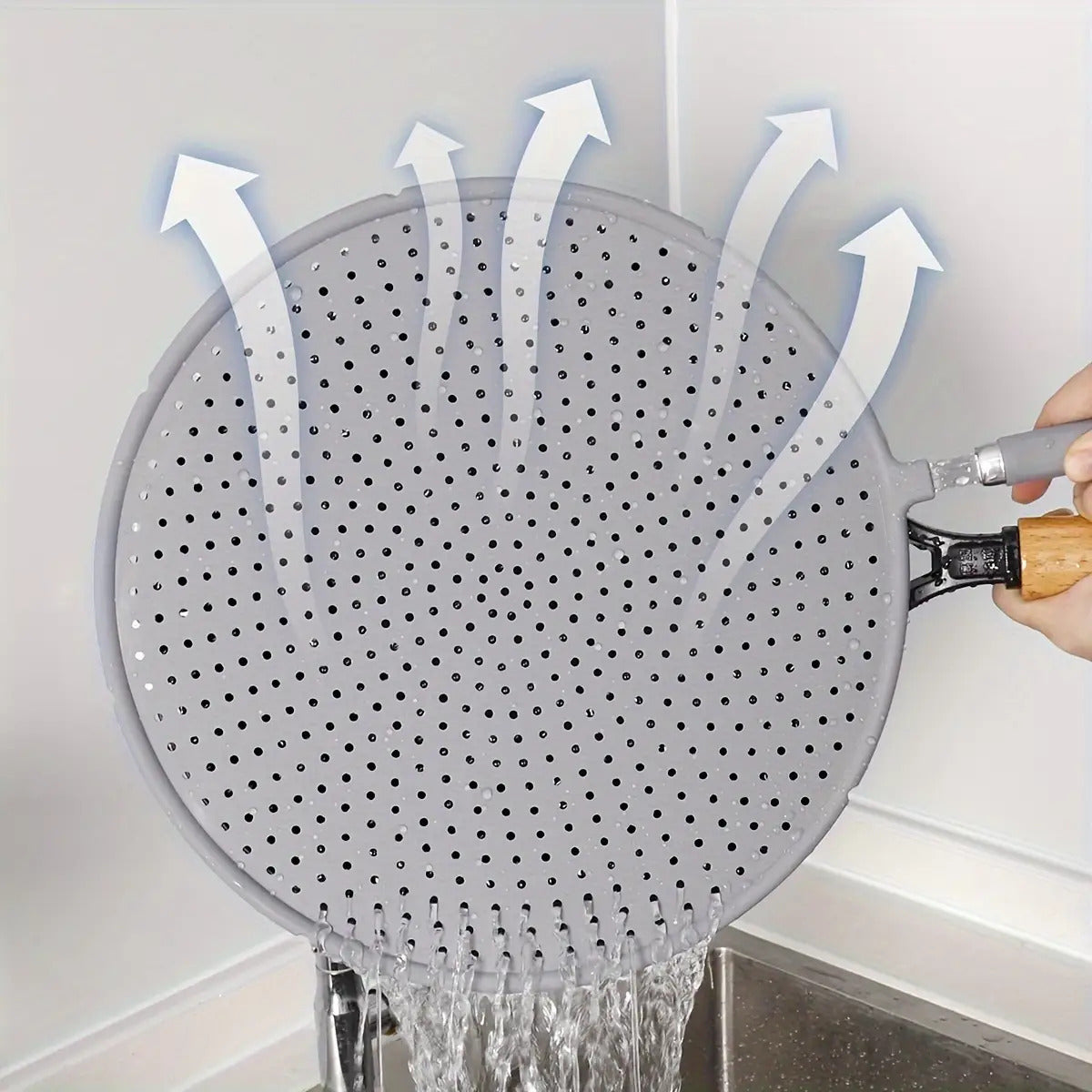 1pc Gray Silicone Oil-Resistant Splatter Guard