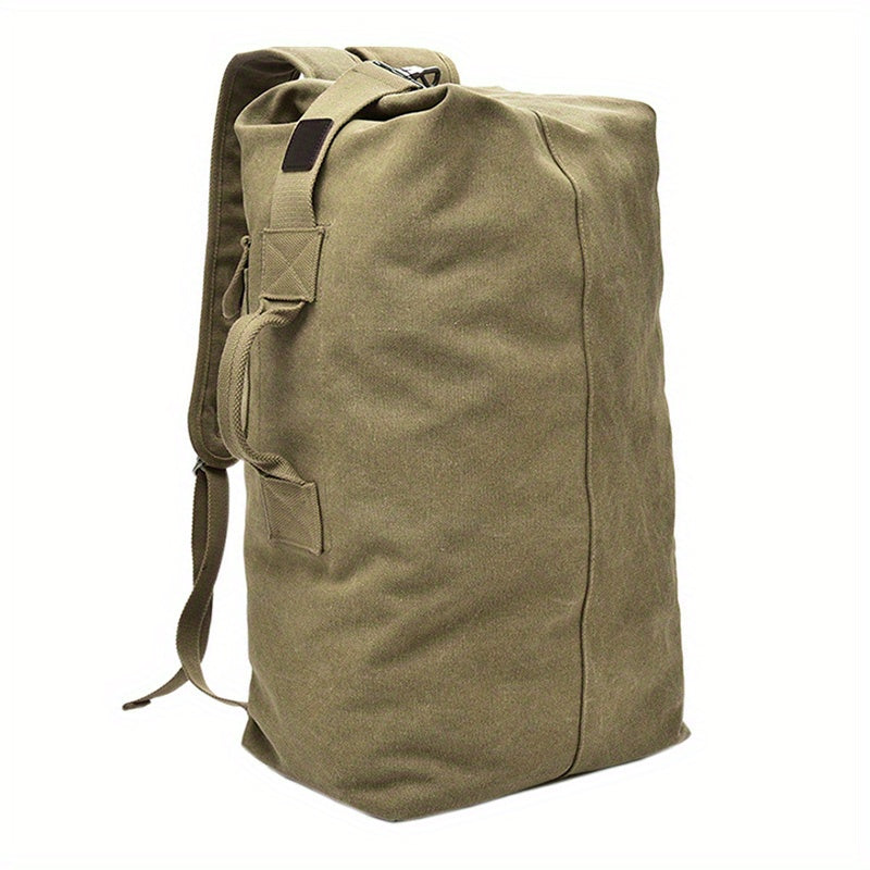 Large Capacity Adjustable Khaki Canvas Backpack for Men