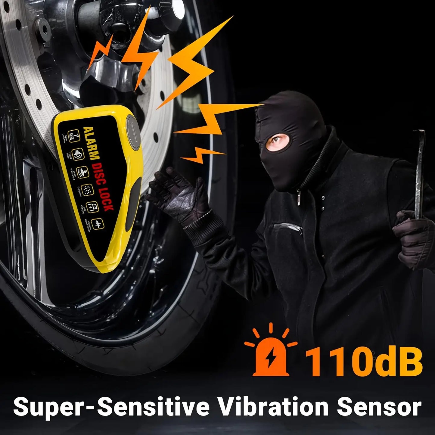 110dB Alarm Disc Brake Lock Motorcycle Disc Brake Anti-theft Lock