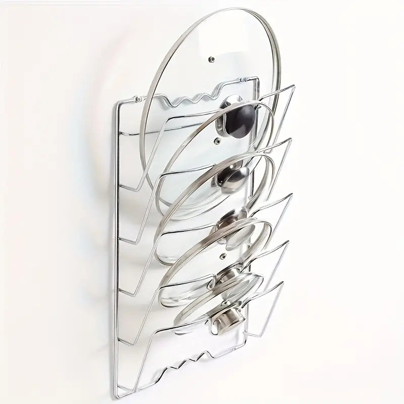 Multifunctional wall mounted kitchen pot lid rack