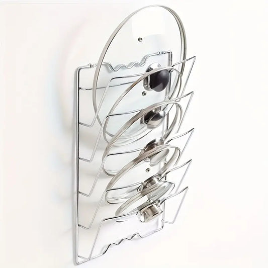 Multifunctional wall mounted kitchen pot lid rack