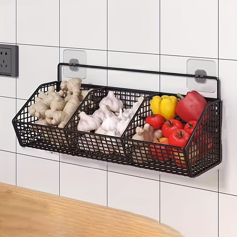 Wall-Mounted Kitchen Storage Basket – No-Drill