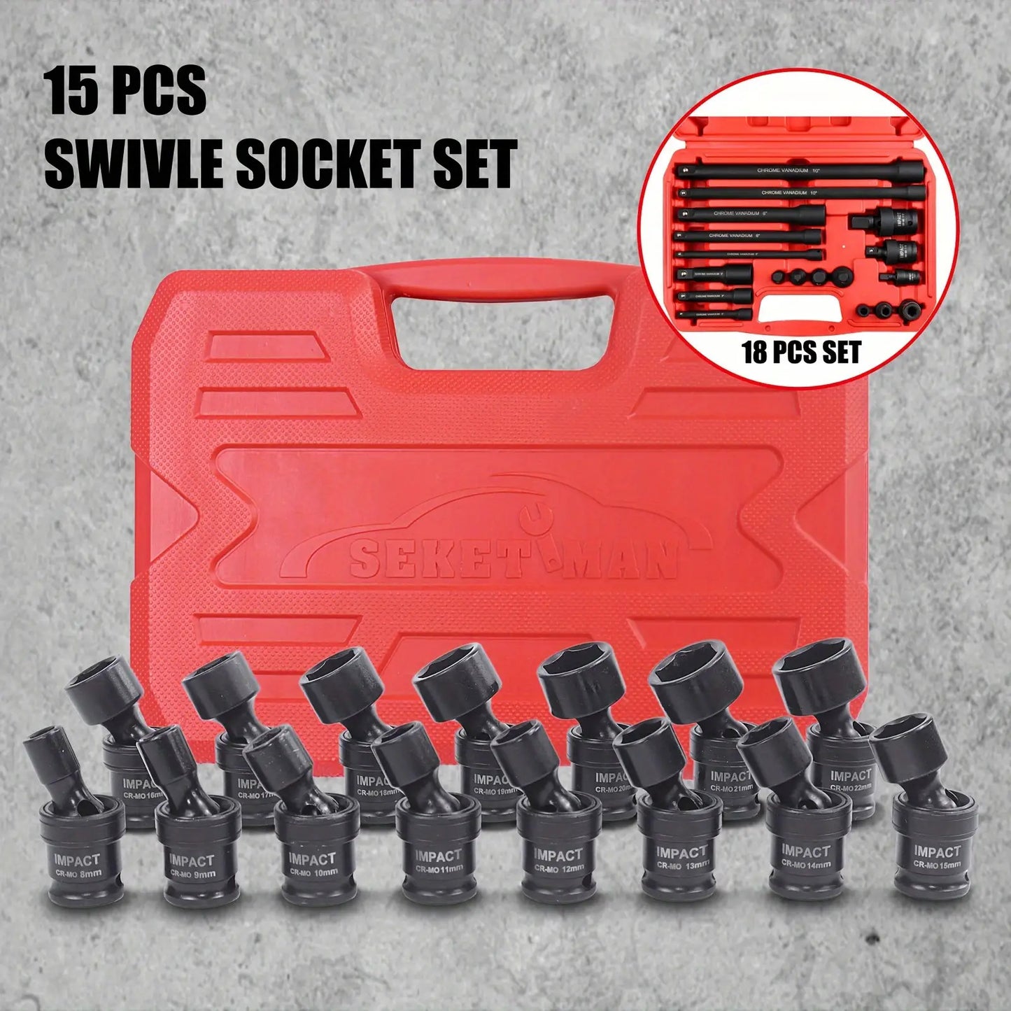 15pcs 3/8" Drive Impact Socket Set
