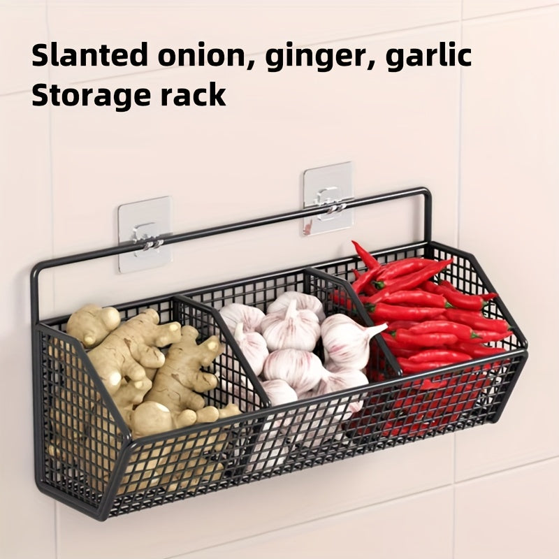 Wall-Mounted Kitchen Storage Basket – No-Drill