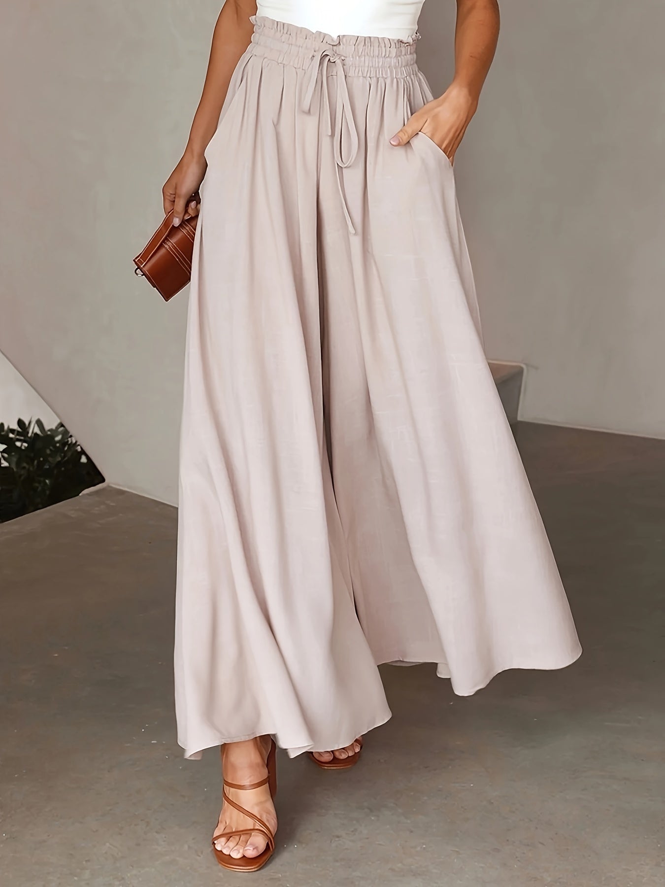Women'S Elegant High-Waist Wide Leg Pants