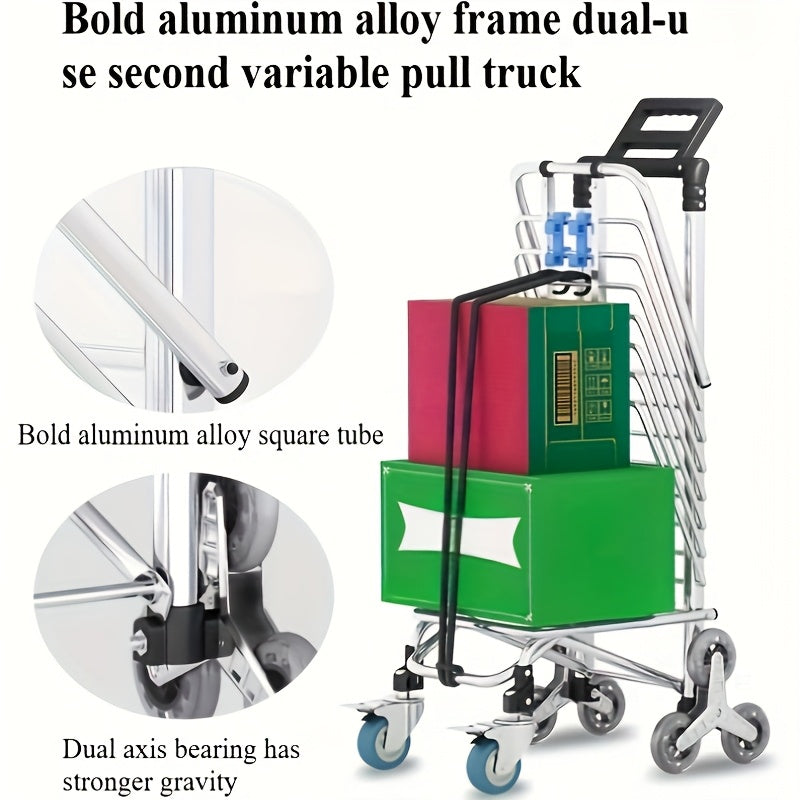 1pc Foldable 8-wheel Shopping Cart